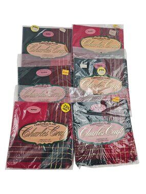Charles Craft Christmas Plaid 13"x13" Cross Stitch Party Napkins 14 Ct Fabric